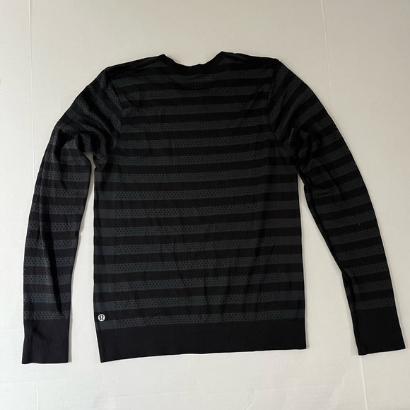 Lululemon long sleeve mesh performance shift, black and gray stripe, small - Picture 2 of 3